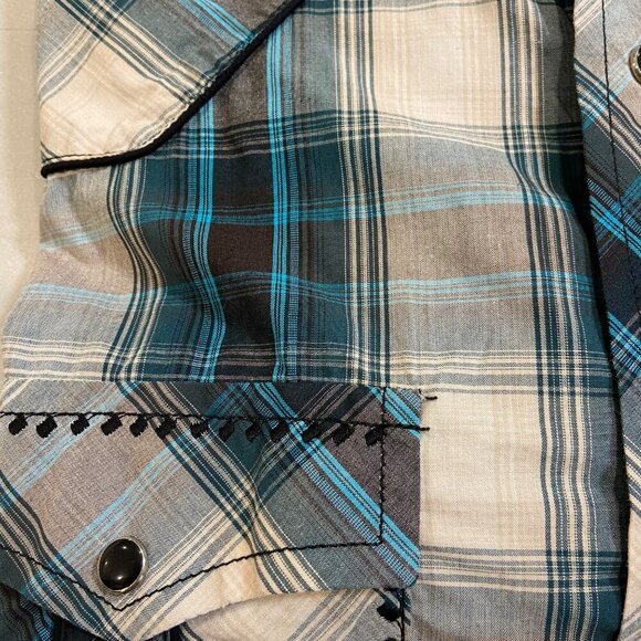 Cowboy Collection Lammles Western wear Plaid Button-Up Shirt Large 100% Cotton - Picture 6 of 10